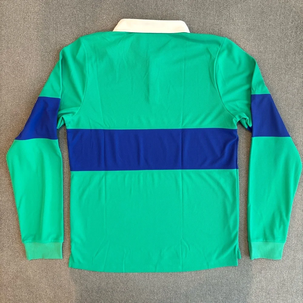 Nike Court Advantage Slam Green Blue Long Sleeve Polo IB8141-324 Men's‎ Medium